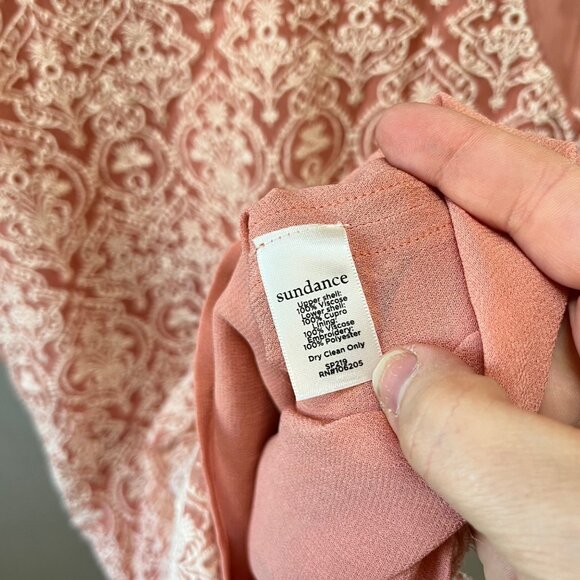 Sundance Pink Embroidered Lace Dress PS 100% Viscose Cap Sleeve‎ Made In India - Picture 4 of 5